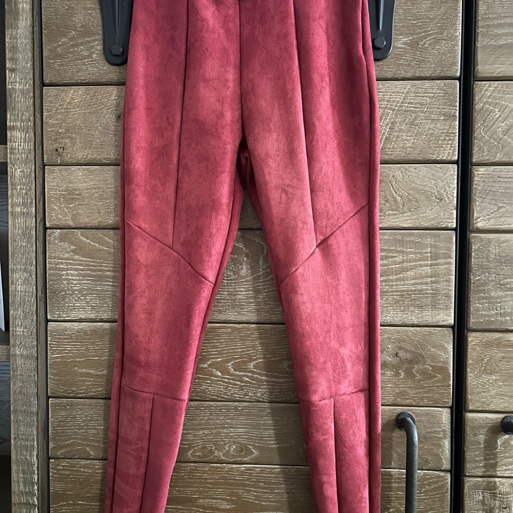 Stylish Red Suede Pants